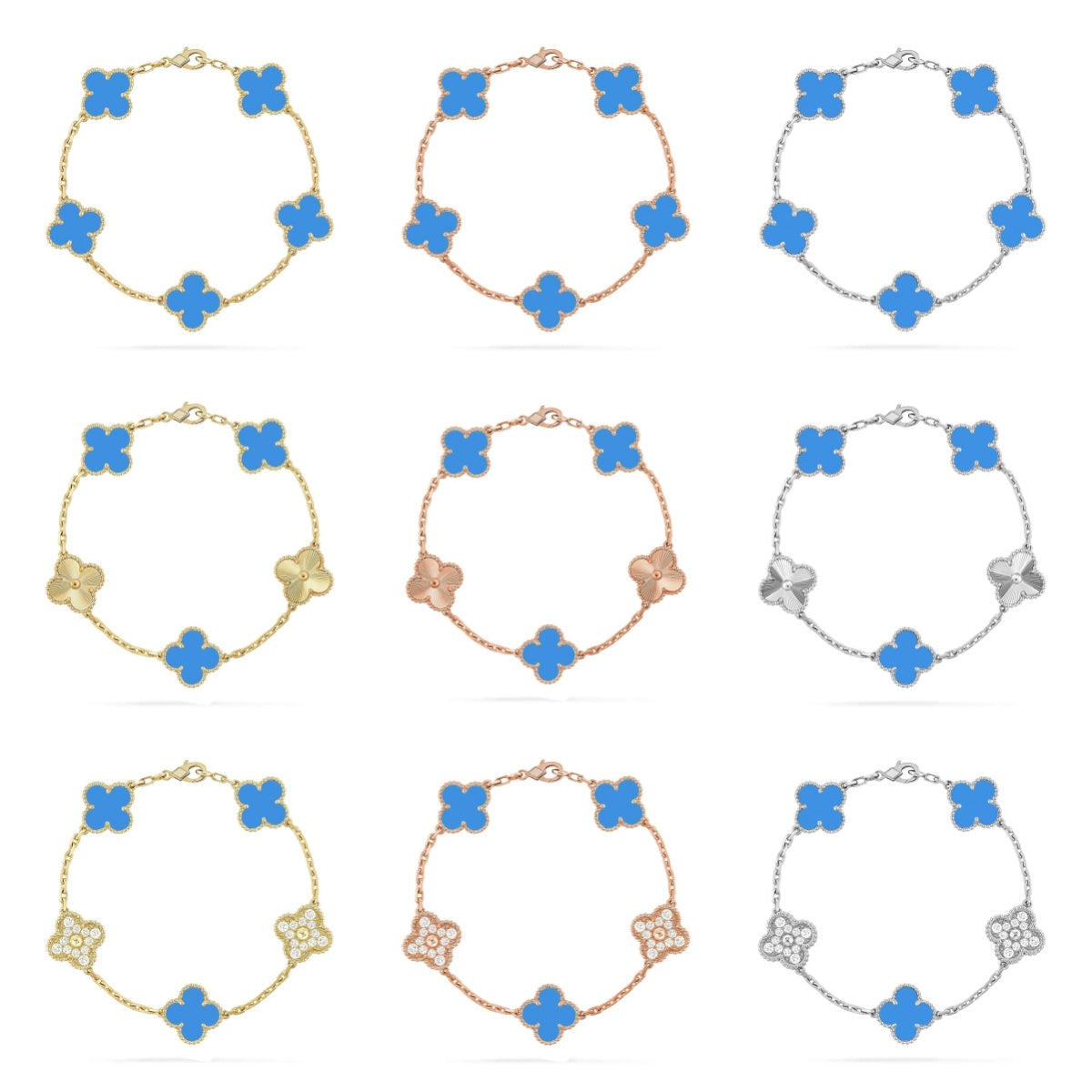 [lume Jewelry]New CLOVER 5 MOTIF BLUE AGATE BRACELET COLLECTION