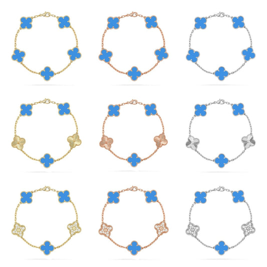 [lume Jewelry]New CLOVER 5 MOTIF BLUE AGATE BRACELET COLLECTION
