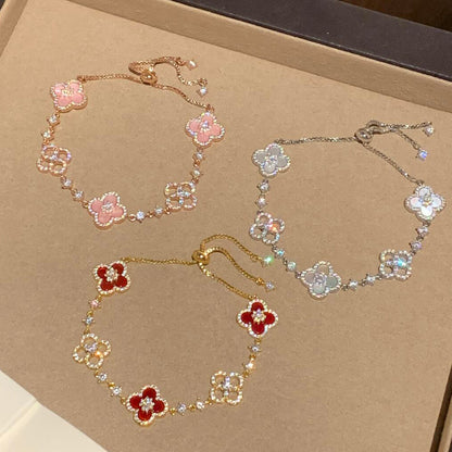 ¡®lume Jewelry¡¯CLOVER 5 MOTIF PINK BLUE RED WHITE BRACELET
