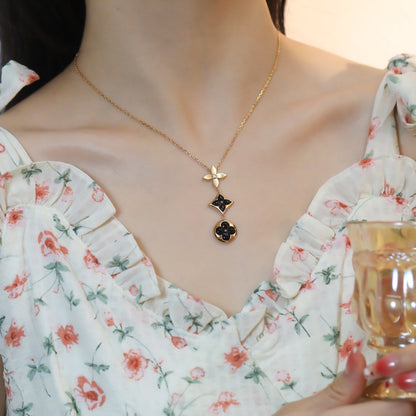 ¡®lume Jewelry¡¯STAR AND SUN ONYX PINK GOLD NECKLACE