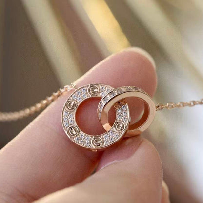 ¡®lume Jewelry¡¯LOVE 7.6MM NECKLACE ROSE GOLD AND SILVER  FULL DIAMOND