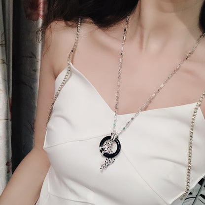¡®lume Jewelry¡¯Pave Panther Circle Pendant Necklace
