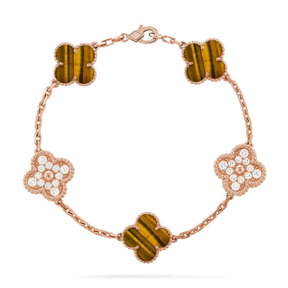 [lume Jewelry]New  CLOVER 5 MOTIFS TIGER EYE BRACELET COLLECTION
