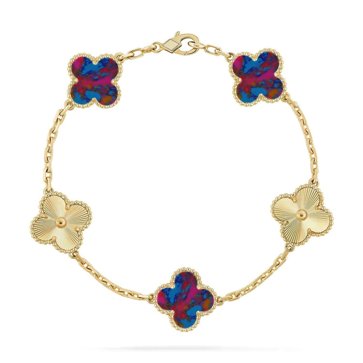 [lume Jewelry]New CLOVER 5 MOTIF COLOR GEMSTONES BRACELET COLLECTION