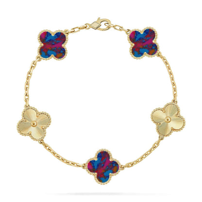 [lume Jewelry]New CLOVER 5 MOTIF COLOR GEMSTONES BRACELET COLLECTION