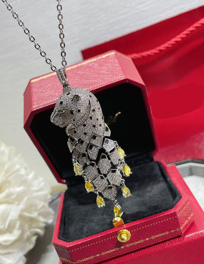 ¡®lume Jewelry¡ High Jewelry Pave Panther Tassel Necklace