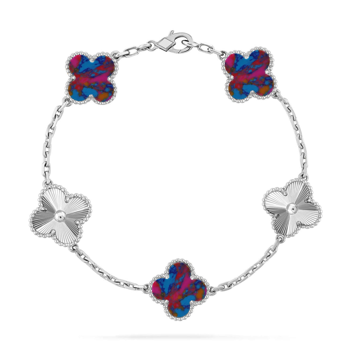 [lume Jewelry]New CLOVER 5 MOTIF COLOR GEMSTONES BRACELET COLLECTION