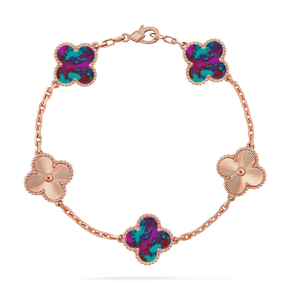 [lume Jewelry]New CLOVER 5 MOTIF COLOR GEMSTONES BRACELET COLLECTION