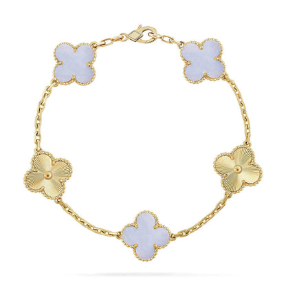 [lume Jewelry]New  CLOVER 5 MOTIF PURPLE CHALCEDONY BRACELET COLLECTION