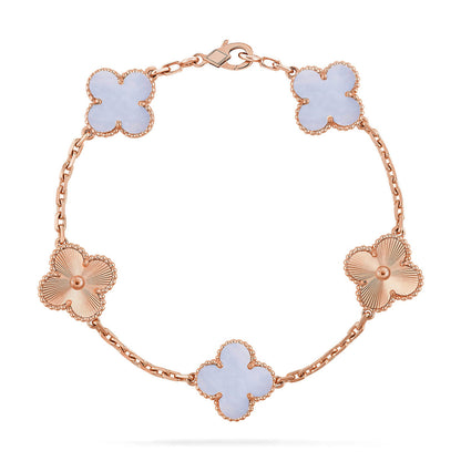 [lume Jewelry]New  CLOVER 5 MOTIF PURPLE CHALCEDONY BRACELET COLLECTION
