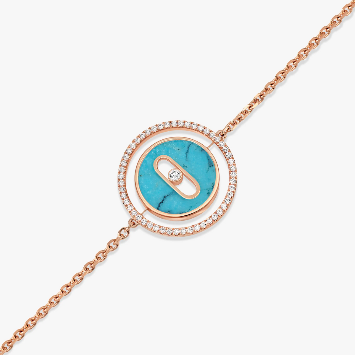 [lume Jewelry]LUCKY MOVE TURQUOISE PINK GOLD DIAMOND BRACELET(Adjustable)