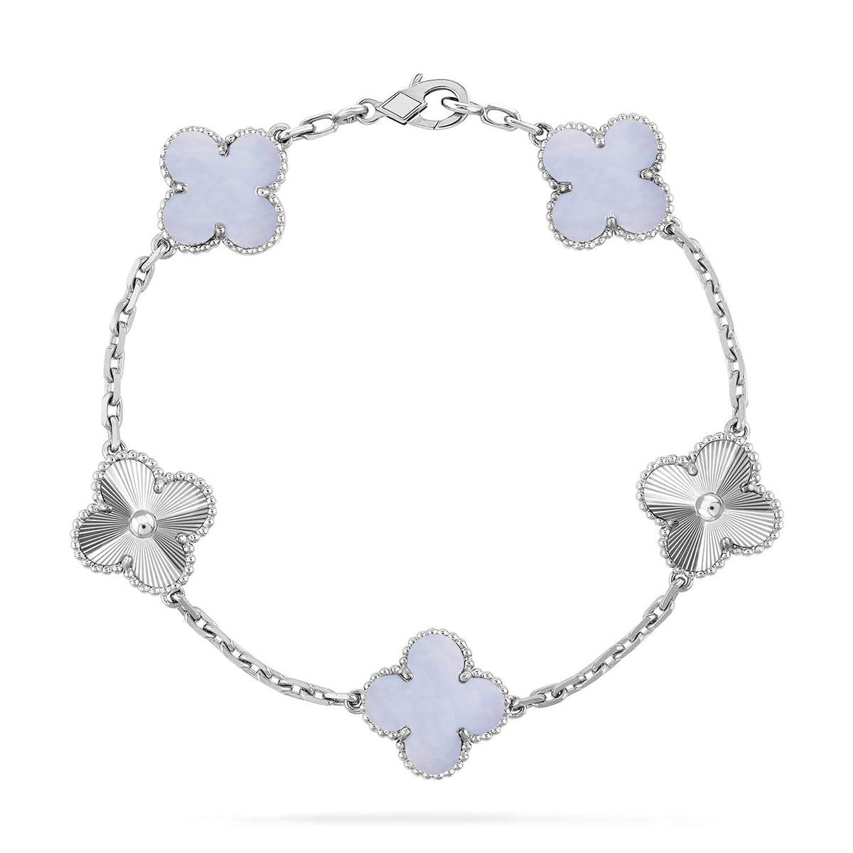 [lume Jewelry]New  CLOVER 5 MOTIF PURPLE CHALCEDONY BRACELET COLLECTION
