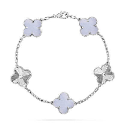 [lume Jewelry]New  CLOVER 5 MOTIF PURPLE CHALCEDONY BRACELET COLLECTION