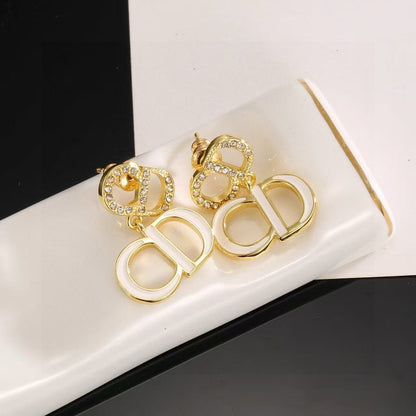 [lume Jewelry]Gold CD Letter Stud Earrings