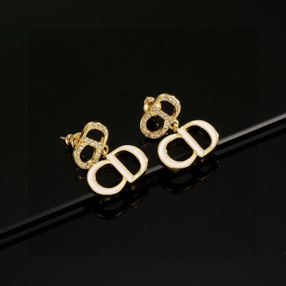 [lume Jewelry]Gold CD Letter Stud Earrings
