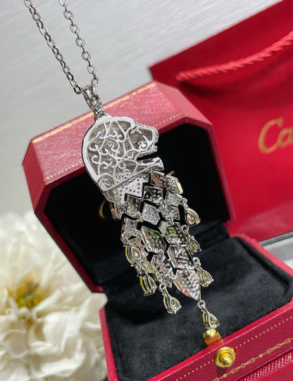 ¡®lume Jewelry¡ High Jewelry Pave Panther Tassel Necklace