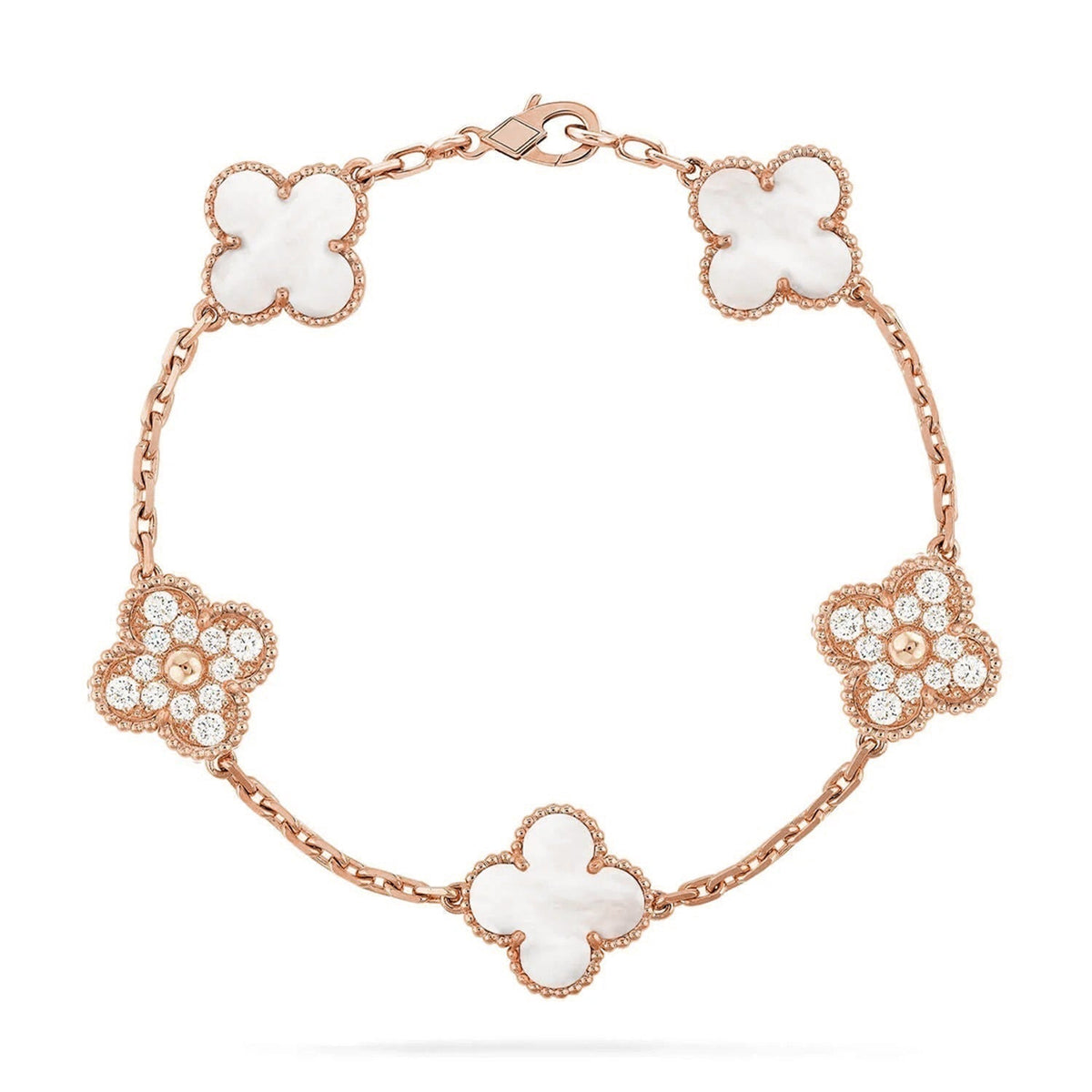 [lume Jewelry]New CLOVER WHITE PEARL MOP 5 MOTIF BRACELET COLLECTION