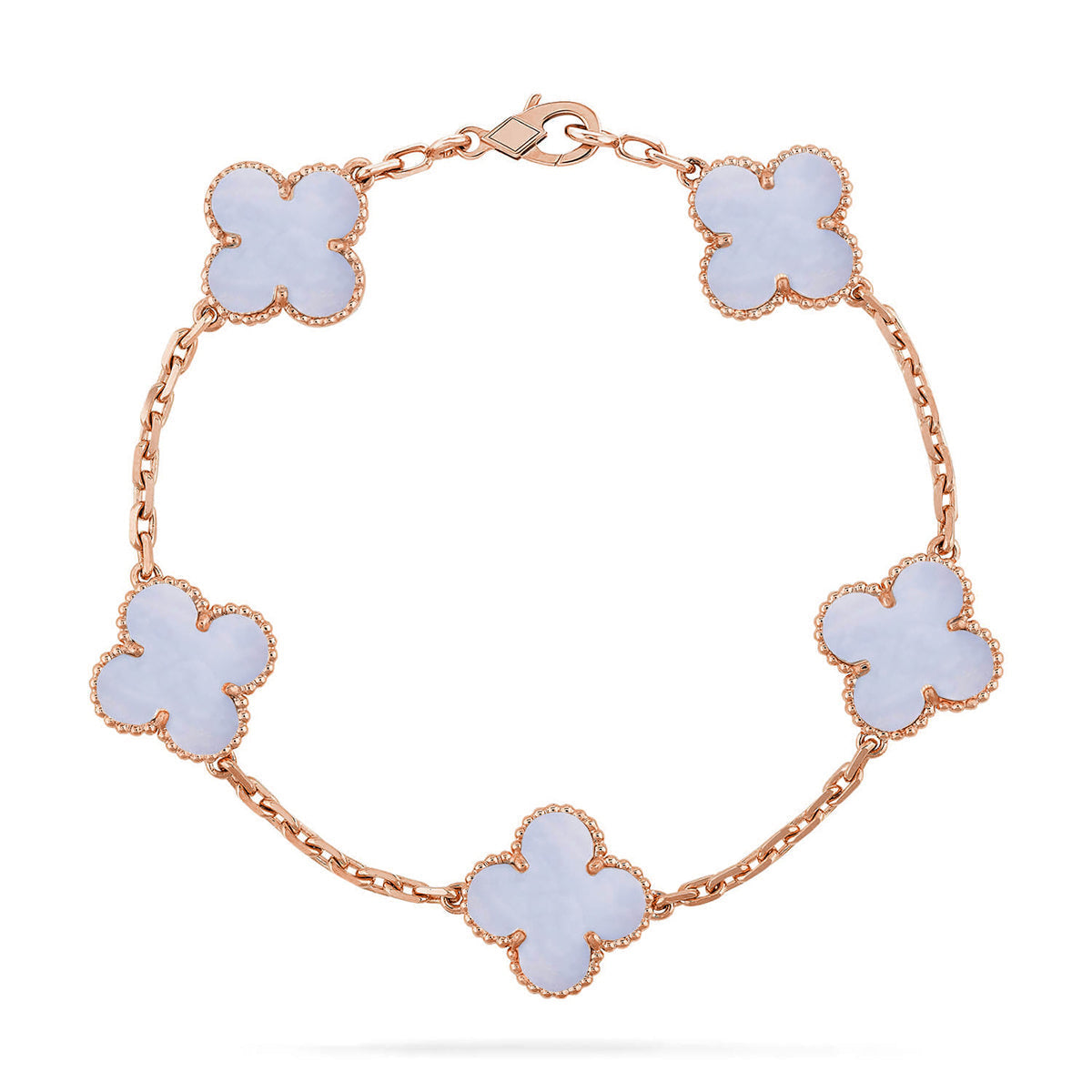[lume Jewelry]New  CLOVER 5 MOTIF PURPLE CHALCEDONY BRACELET COLLECTION
