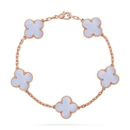 [lume Jewelry]New  CLOVER 5 MOTIF PURPLE CHALCEDONY BRACELET COLLECTION