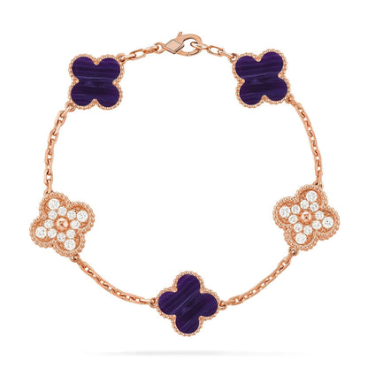 [lume Jewelry]New CLOVER 5 MOTIF PURPLE STRIPES BRACELET COLLECTION