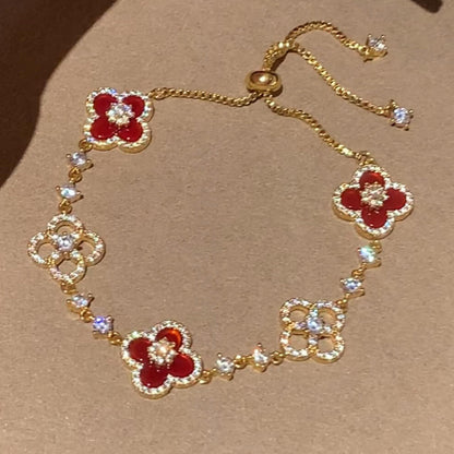 ¡®lume Jewelry¡¯CLOVER 5 MOTIF PINK BLUE RED WHITE BRACELET