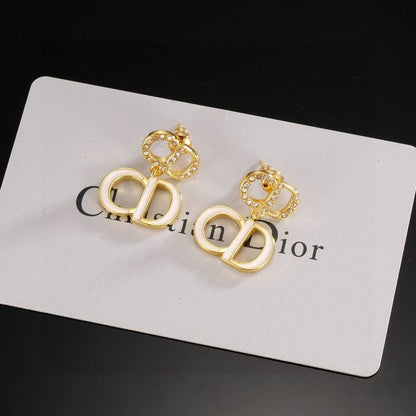 [lume Jewelry]Gold CD Letter Stud Earrings