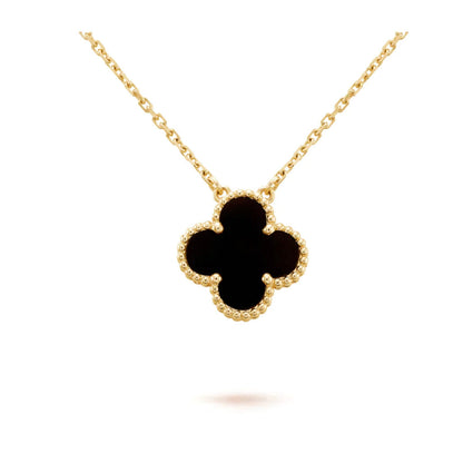 ¡®lume Jewelry¡¯CLOVER 15MM BLACK ONYX SINGLE FLOWER NECKLACE