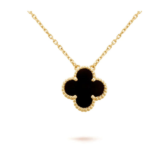 ¡®lume Jewelry¡¯CLOVER 15MM BLACK ONYX SINGLE FLOWER NECKLACE