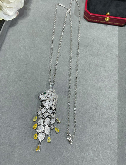 ¡®lume Jewelry¡ High Jewelry Pave Panther Tassel Necklace
