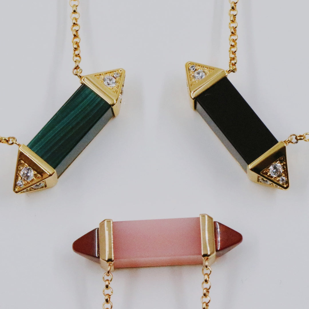 ¡®lume Jewelry¡¯Color Stone Bar Pendant Necklace