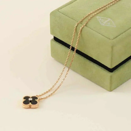 ¡®lume Jewelry¡¯CLOVER 15MM DIAMOND ONYX NECKLACE