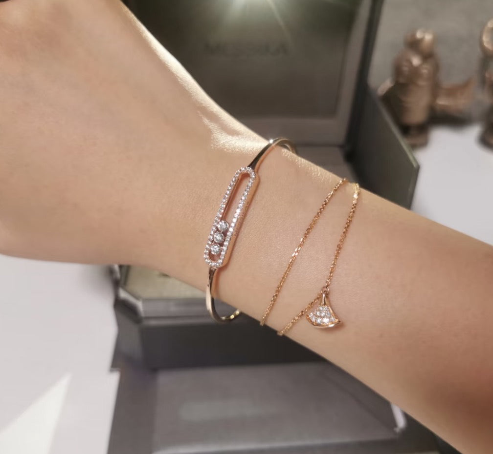 [lume Jewelry]Move Pavé Diamond Bangle Bracelet M
