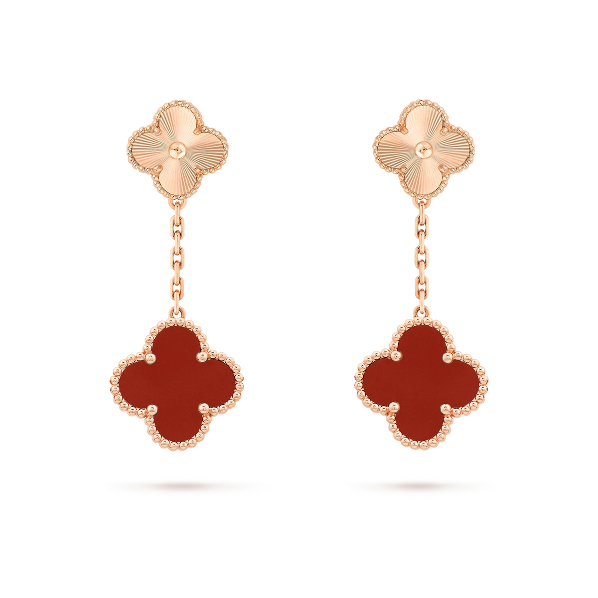 ¡®lume Jewelry¡¯CLOVER 2 MOTIF  LASER CARNELIAN EARRINGS