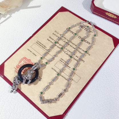 ¡®lume Jewelry¡¯Pave Panther Circle Pendant Necklace