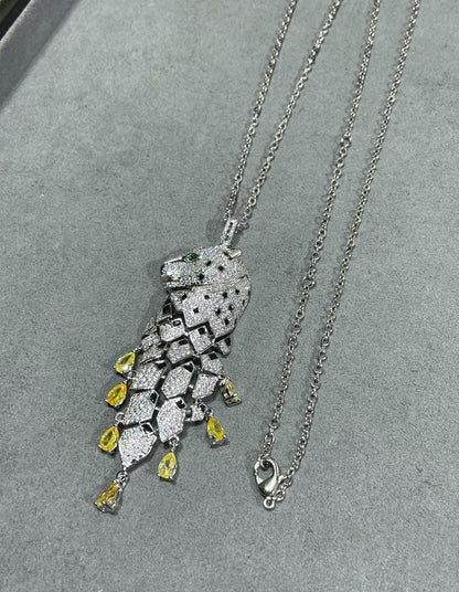 ¡®lume Jewelry¡ High Jewelry Pave Panther Tassel Necklace