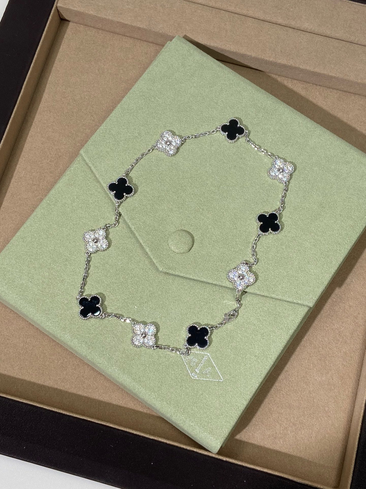 [lume Jewelry] Four-Leaf Clover Ten Elements Panda Diamond Silver Necklace