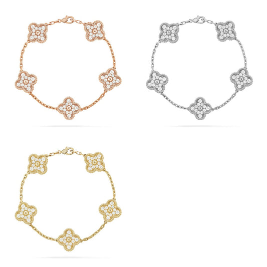 [lume Jewelry] New  CLOVER 5 MOTIF FULL DIAMOND BRACELET COLLECTION