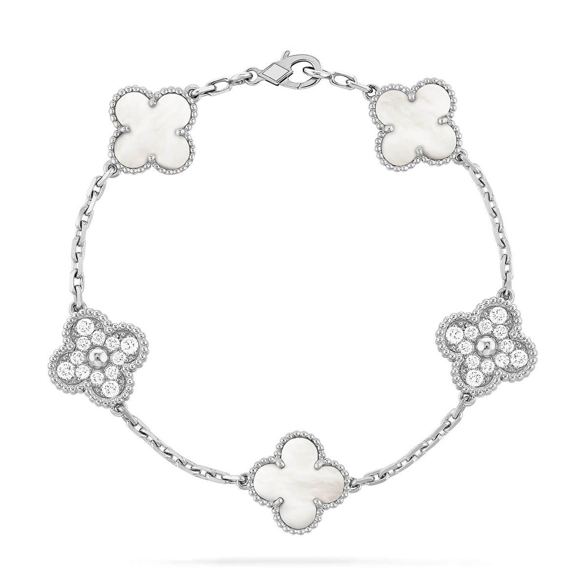 [lume Jewelry]New CLOVER WHITE PEARL MOP 5 MOTIF BRACELET COLLECTION