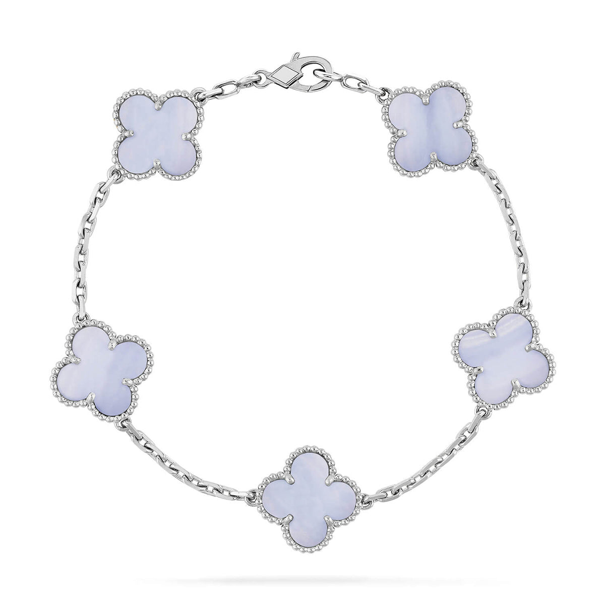 [lume Jewelry]New  CLOVER 5 MOTIF PURPLE CHALCEDONY BRACELET COLLECTION