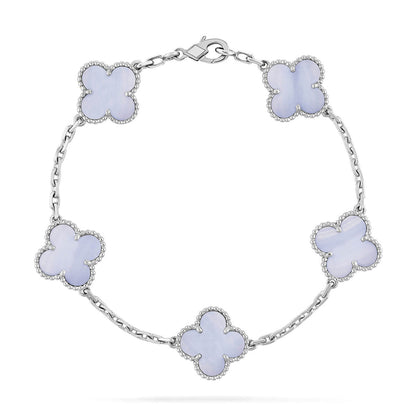 [lume Jewelry]New  CLOVER 5 MOTIF PURPLE CHALCEDONY BRACELET COLLECTION