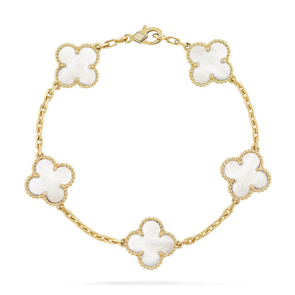 [lume Jewelry]New CLOVER WHITE PEARL MOP 5 MOTIF BRACELET COLLECTION