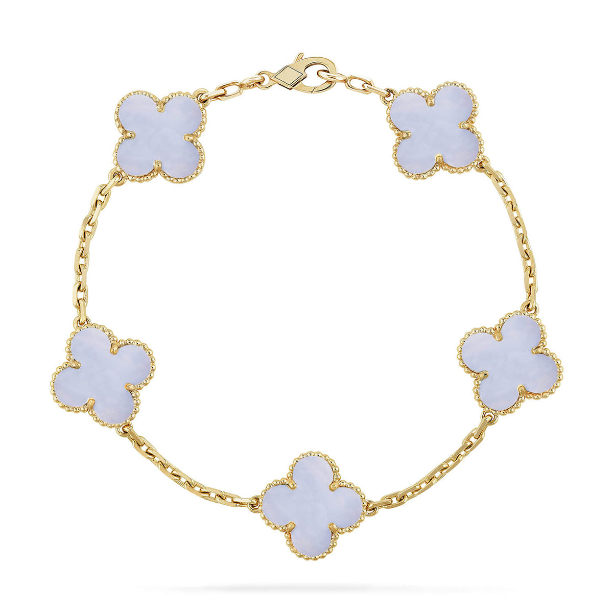 [lume Jewelry]New  CLOVER 5 MOTIF PURPLE CHALCEDONY BRACELET COLLECTION