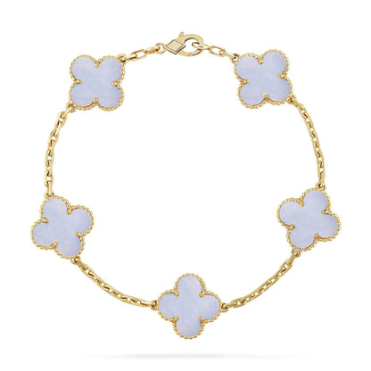 [lume Jewelry]New  CLOVER 5 MOTIF PURPLE CHALCEDONY BRACELET COLLECTION
