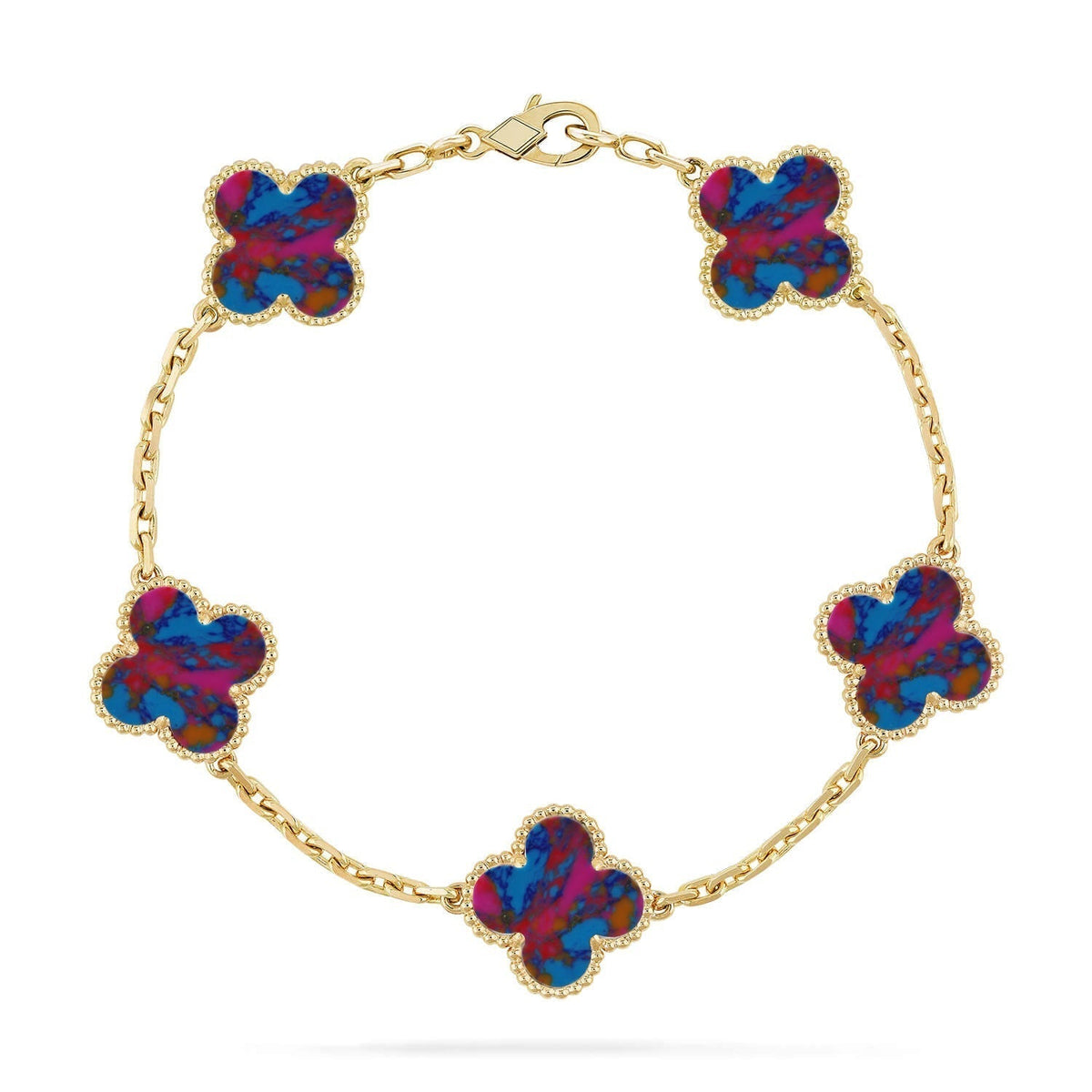 [lume Jewelry]New CLOVER 5 MOTIF COLOR GEMSTONES BRACELET COLLECTION