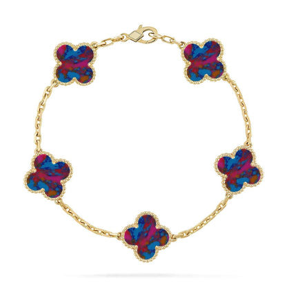 [lume Jewelry]New CLOVER 5 MOTIF COLOR GEMSTONES BRACELET COLLECTION