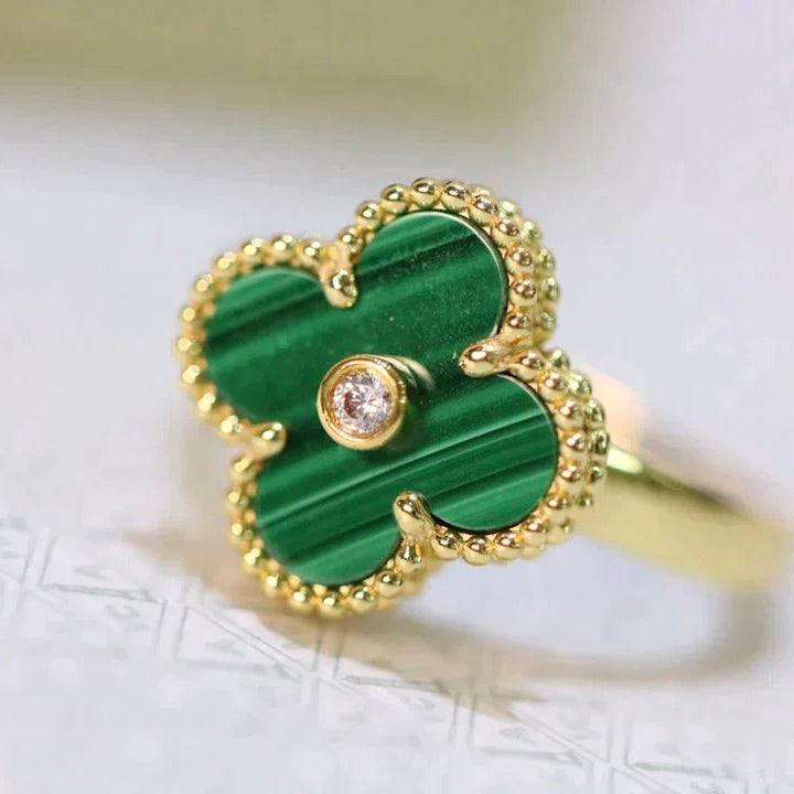 ¡®lume Jewelry¡¯CLOVER MALACHITE RING GOLD DIAMOND