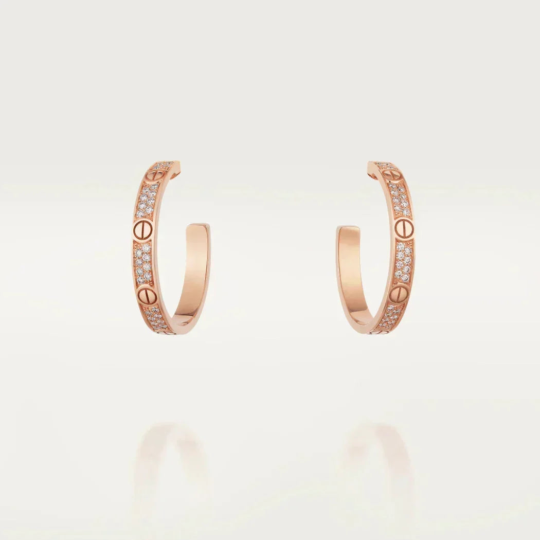 ¡®lume Jewelry¡¯LOVE DIAMOND PINK GOLD HOOP EARRINGS
