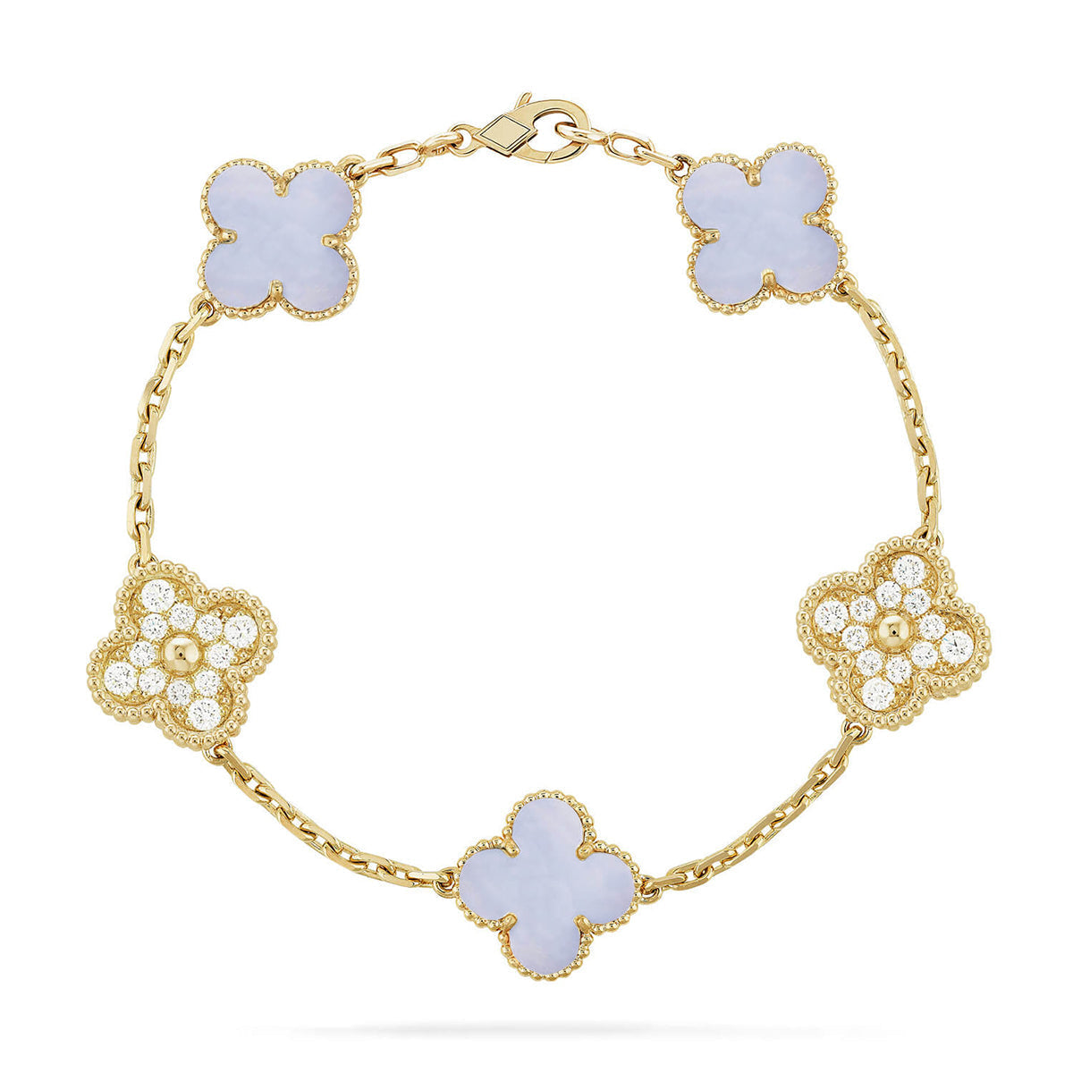 [lume Jewelry]New  CLOVER 5 MOTIF PURPLE CHALCEDONY BRACELET COLLECTION
