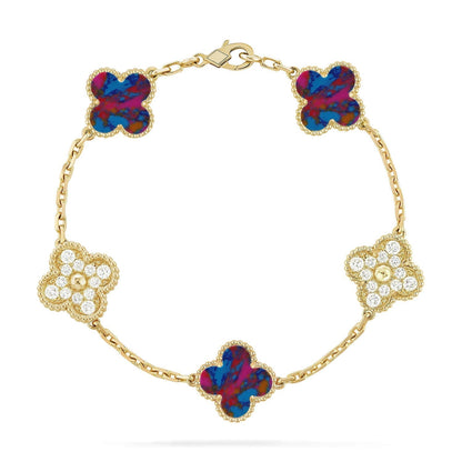 [lume Jewelry]New CLOVER 5 MOTIF COLOR GEMSTONES BRACELET COLLECTION
