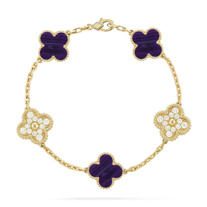 [lume Jewelry]New CLOVER 5 MOTIF PURPLE STRIPES BRACELET COLLECTION